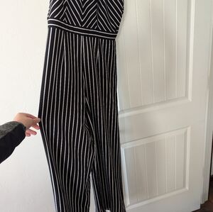 Black and White Striped Jumpsuit